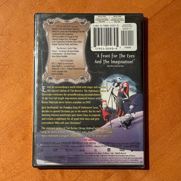 The Nightmare Before Christmas DVD - Picture 2 of 2